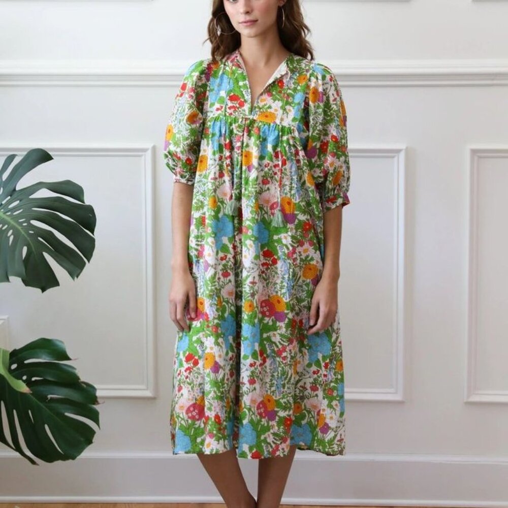 Mille Saffron Dress in Garden (a dreamy 70's floral)